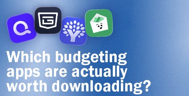 Multiple app store icons with the words 'Which budgeting apps are actually worth downloading?'