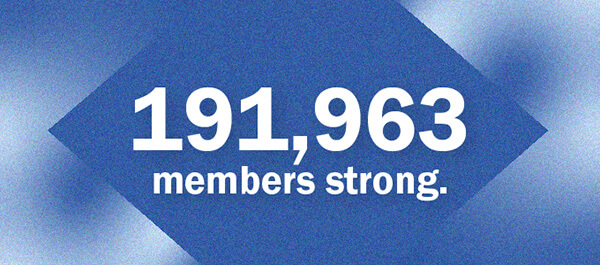 A graphic with the words' 191,963 members strong.'on top.