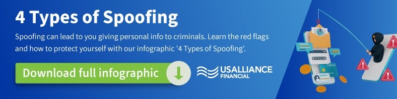 "4 Types of Spoofing - Download full infographic. USALLIANCE FINANCIAL."